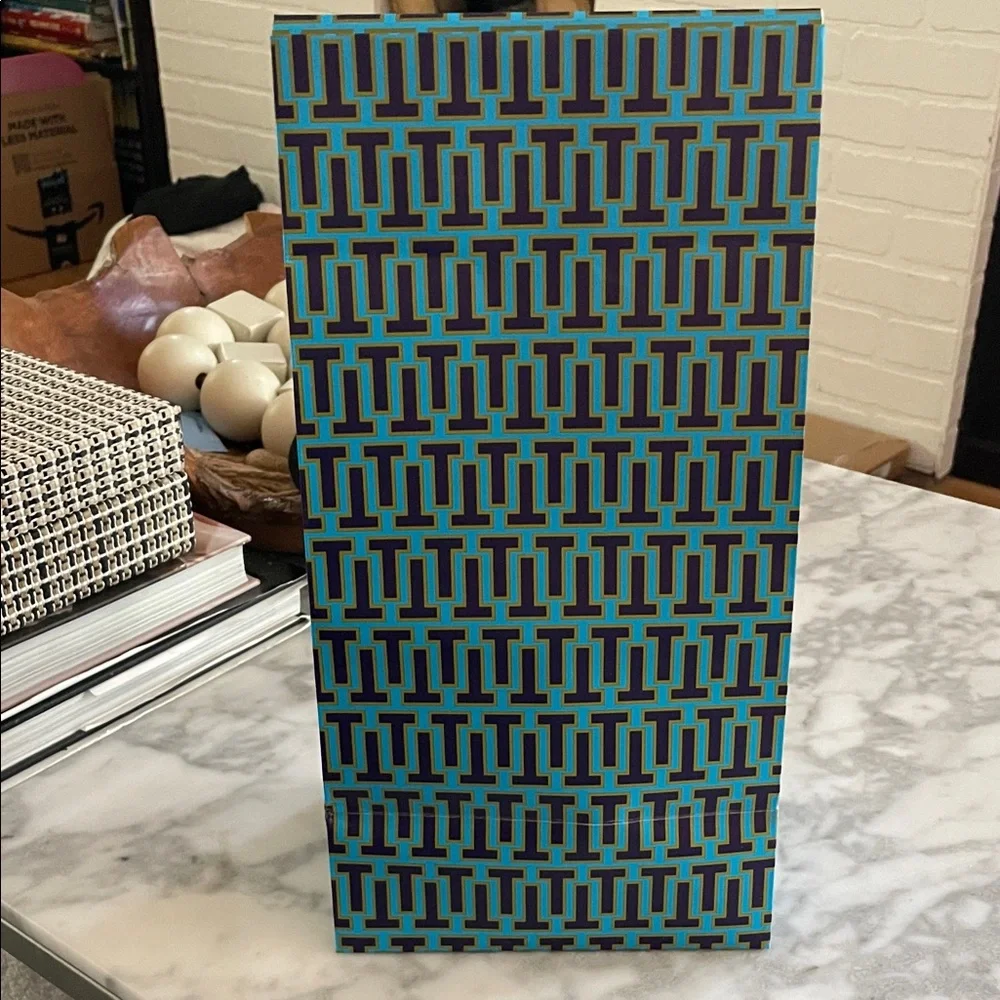 Tory Burch Geometric Blue and Purple Gift Bag